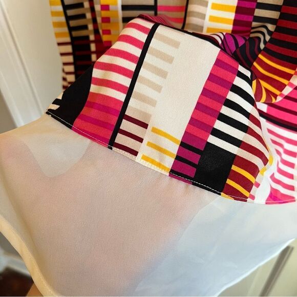 Worthington Pink and White Sleeveless Tank Top with Graphic Asymmetrical Design - Picture 5 of 5